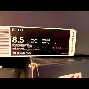 SF AF1 White/University Red